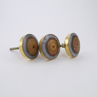 Gray + Gold Geia Circle Knob  Drawer Pulls and Cabinet Knobs