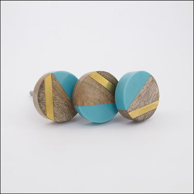 Geo Knob - Blue + Gold  Drawer Pulls and Cabinet Knobs