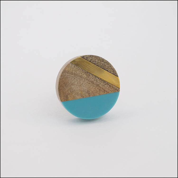 Geo Knob - Blue + Gold  Drawer Pulls and Cabinet Knobs