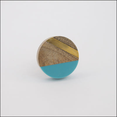 Geo Knob - Blue + Gold  Drawer Pulls and Cabinet Knobs