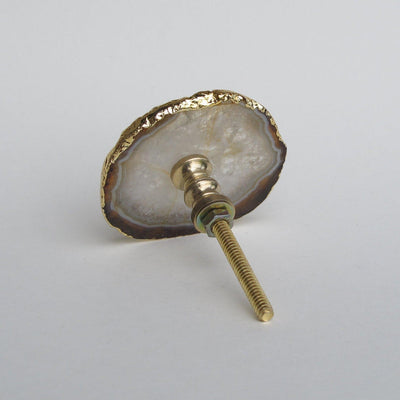Gold Plated Agate Knob - Amber  Drawer Pulls and Cabinet Knobs