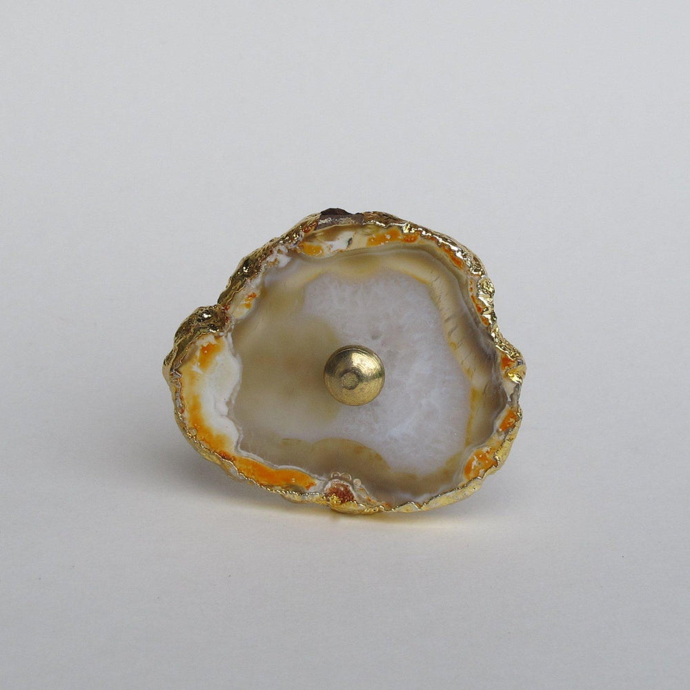 Gold Plated Agate Knob - Amber Default Title Drawer Pulls and Cabinet Knobs