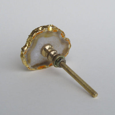 Gold Plated Agate Knob - Amber  Drawer Pulls and Cabinet Knobs