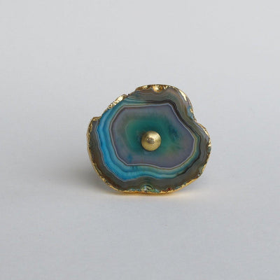 Gold Plated Agate Knob - Amber  Drawer Pulls and Cabinet Knobs
