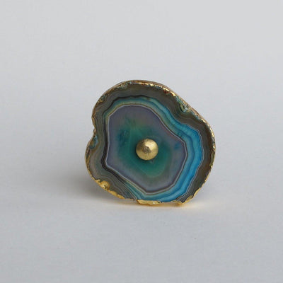 Gold Plated Agate Knob - Amber  Drawer Pulls and Cabinet Knobs