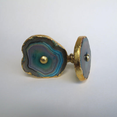 Gold Plated Agate Knob - Amber  Drawer Pulls and Cabinet Knobs