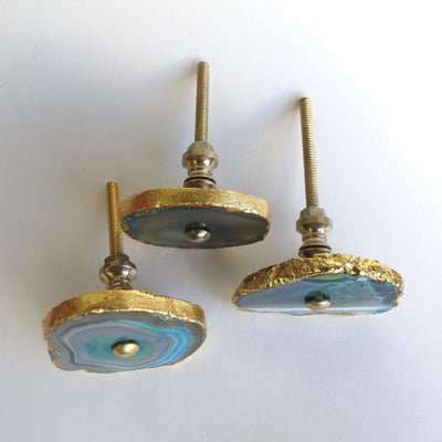 Gold Plated Agate Knob - Amber  Drawer Pulls and Cabinet Knobs