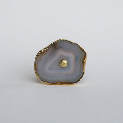 Gold Plated Agate Knob - Amber  Drawer Pulls and Cabinet Knobs