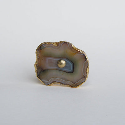 Gold Plated Agate Knob - Amber  Drawer Pulls and Cabinet Knobs