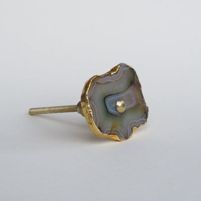 Gold Plated Agate Knob - Amber  Drawer Pulls and Cabinet Knobs