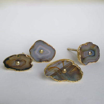 Gold Plated Agate Knob - Amber  Drawer Pulls and Cabinet Knobs
