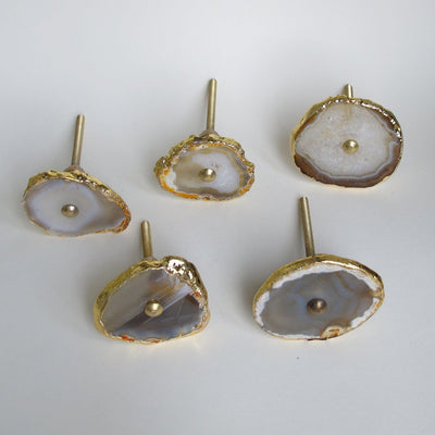 Gold Plated Agate Knob - Amber  Drawer Pulls and Cabinet Knobs