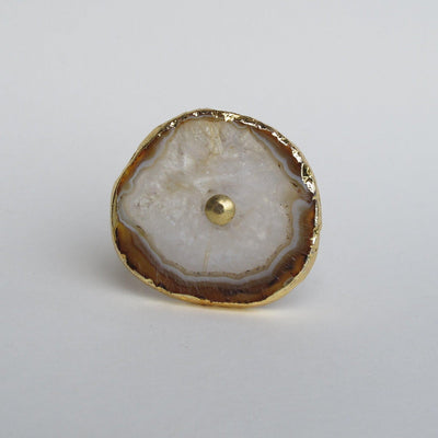Gold Plated Agate Knob - Amber  Drawer Pulls and Cabinet Knobs