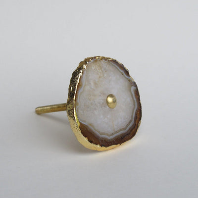 Gold Plated Agate Knob - Amber  Drawer Pulls and Cabinet Knobs