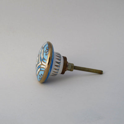 Art Deco Knob - Blue  Drawer Pulls and Cabinet Knobs