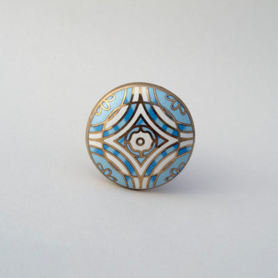 Art Deco Knob - Blue  Drawer Pulls and Cabinet Knobs