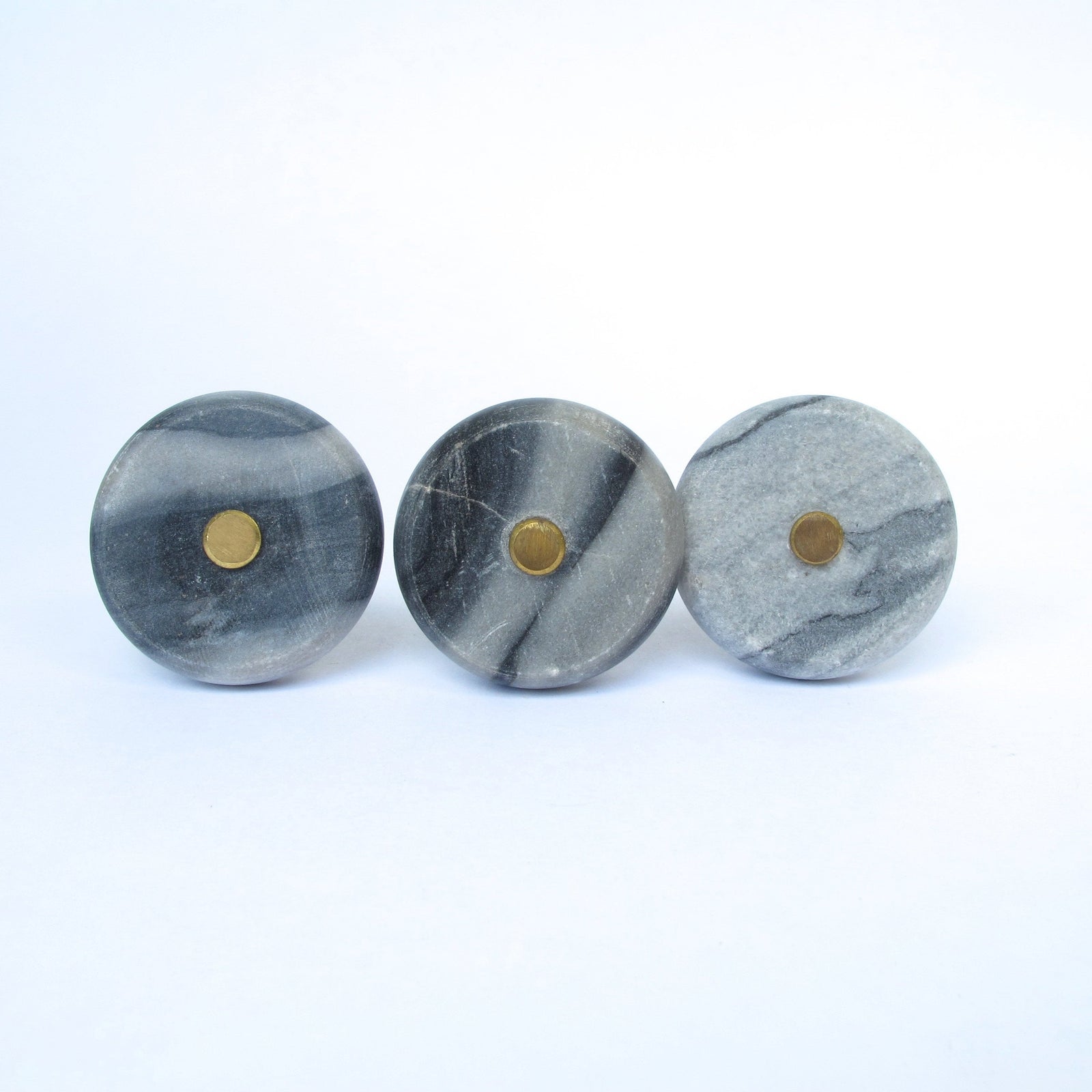 Round Gray Marble Knob - Unique Cabinet Pulls,  Grey Gold Knob, Elegant Dresser Knob, Drawer Pulls, Knobs and Pulls