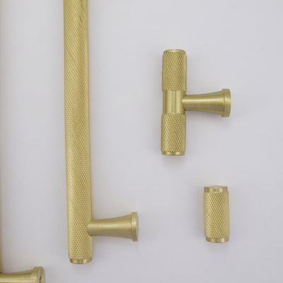 Knurled Brass Handles and T-bar - Drawer Handles pulls, Gold Finish, Cabinet  Pulls, Solid Brass Metal,  Modern