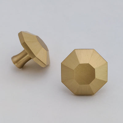 Modern Brass Rounded Hexagon Knob - Drawer Knobs and pulls, Gold Brushed Brass Finish, Cabinet Knobs and Pulls, Solid Brass Metal,  Modern