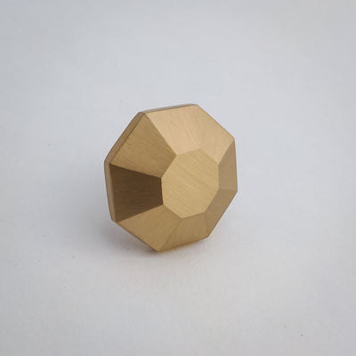 Modern Brass Rounded Hexagon Knob - Drawer Knobs and pulls, Gold Brushed Brass Finish, Cabinet Knobs and Pulls, Solid Brass Metal,  Modern