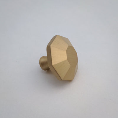 Modern Brass Rounded Hexagon Knob - Drawer Knobs and pulls, Gold Brushed Brass Finish, Cabinet Knobs and Pulls, Solid Brass Metal,  Modern