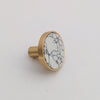 Modern Marble Knob - Round White + Black Marble Stone -  Gold Accent - Unique Drawer Pulls, Cabinet Knobs and Pulls, Unique, Decorative