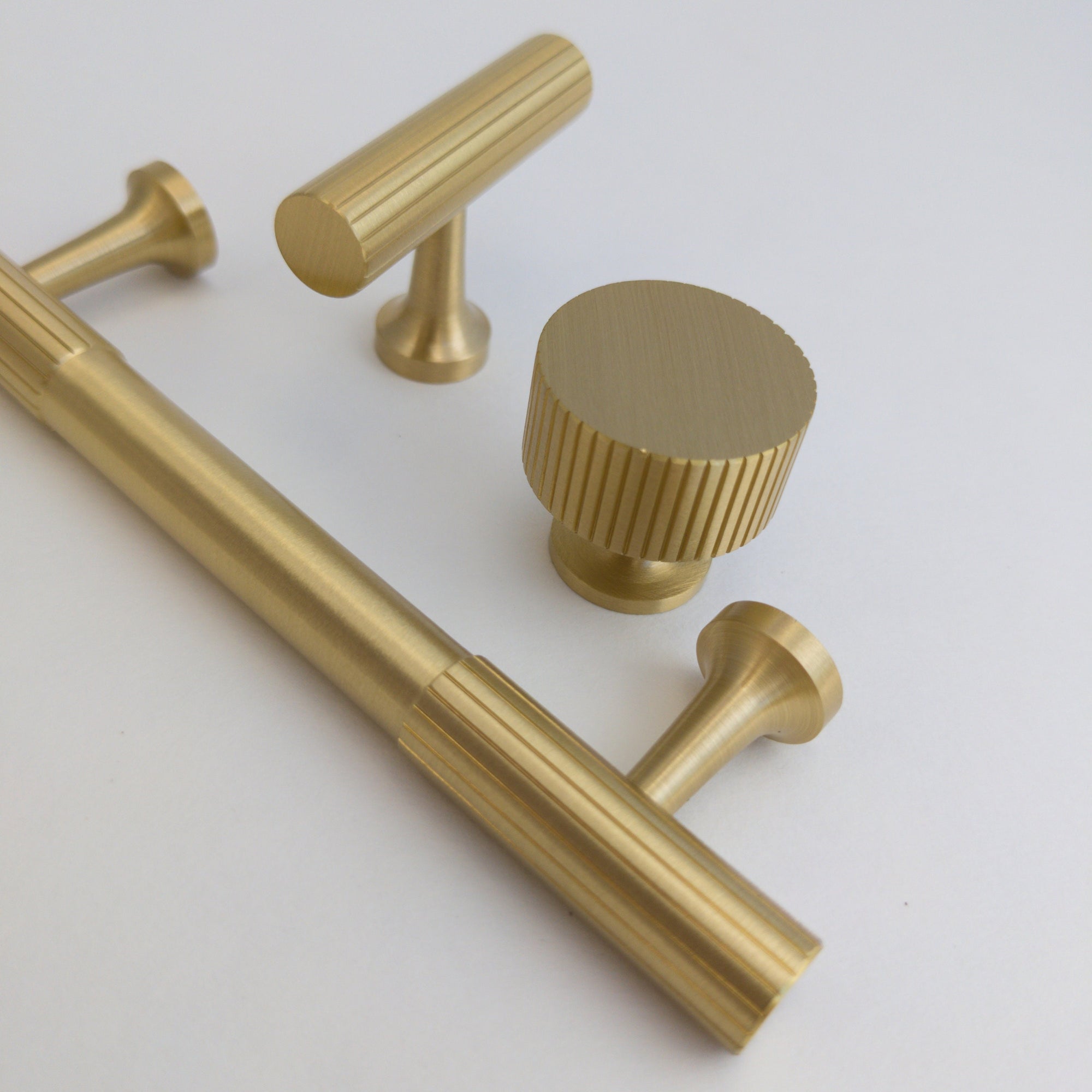 Fluted Brass Gold Cabinet Pulls - Hooks & Knobs