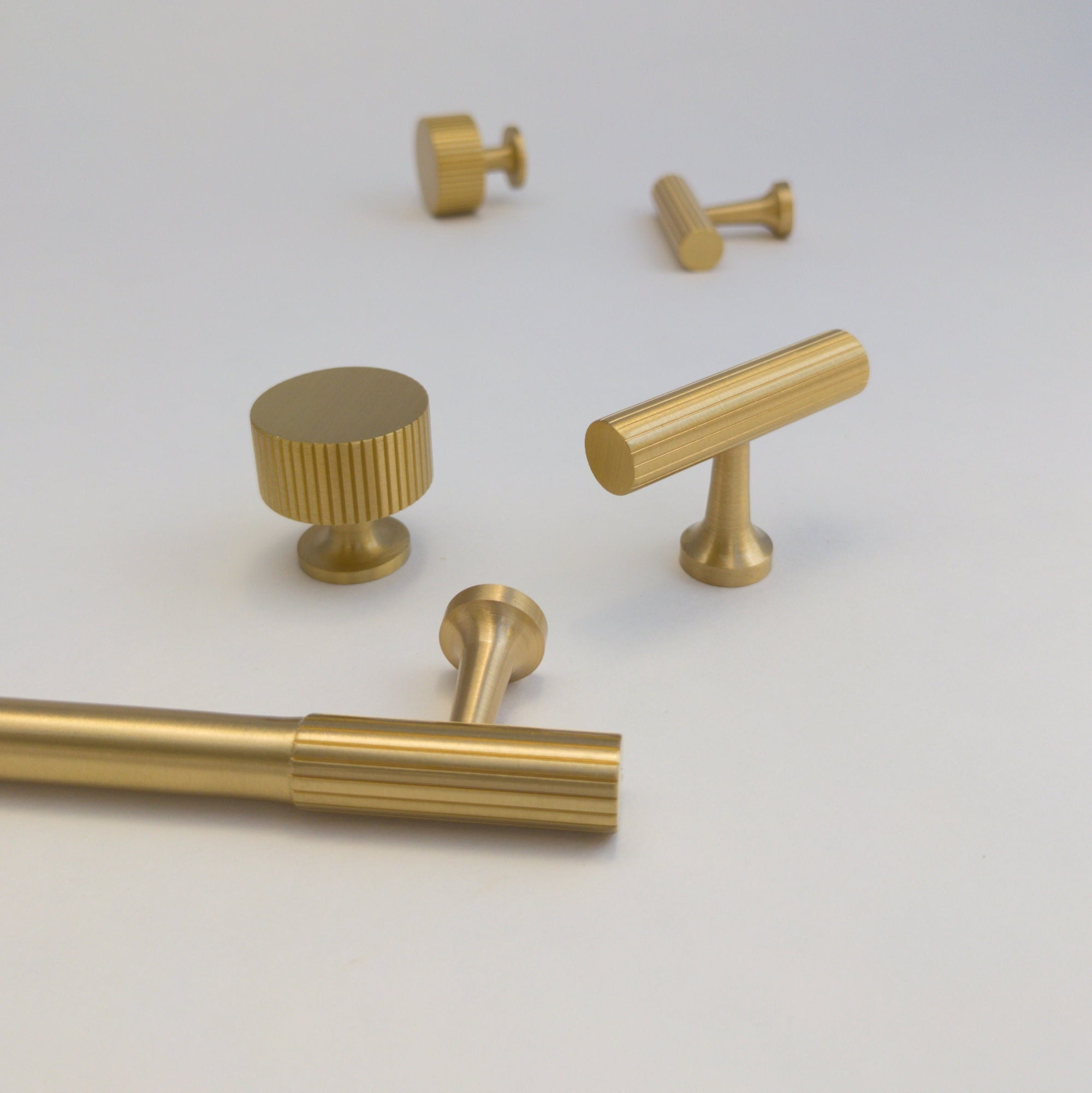 Fluted Brass Gold Cabinet Pulls - Hooks & Knobs Fluted Brass Gold Cabinet Pulls - Hooks & Knobs