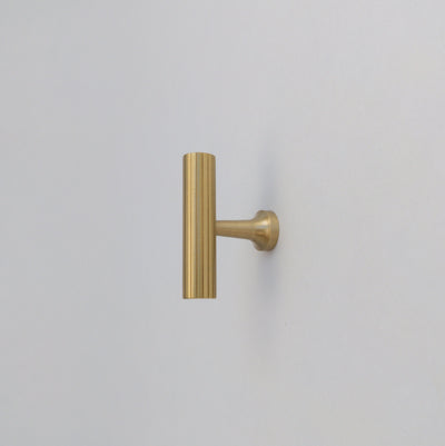 Fluted Brass Gold T-Bar Knob - Cabinet Pulls and Drawer Handles, Brushed Gold  Finish,  Solid Metal,  Classic Drawer Pull Handles