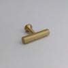 Fluted Brass Gold T-Bar Knob - Cabinet Pulls and Drawer Handles, Brushed Gold  Finish,  Solid Metal,  Classic Drawer Pull Handles