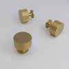 Fluted Brass Gold Round Knob - Cabinet Pulls and Drawer Handles, Brushed Gold  Finish,  Solid Metal,  Classic Drawer Pull Handles