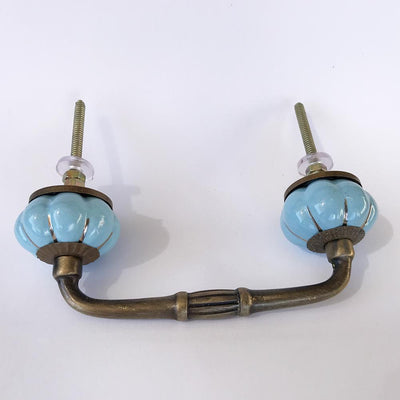 Marigold Blue and Brass Handle  Drawer Pulls and Cabinet Knobs