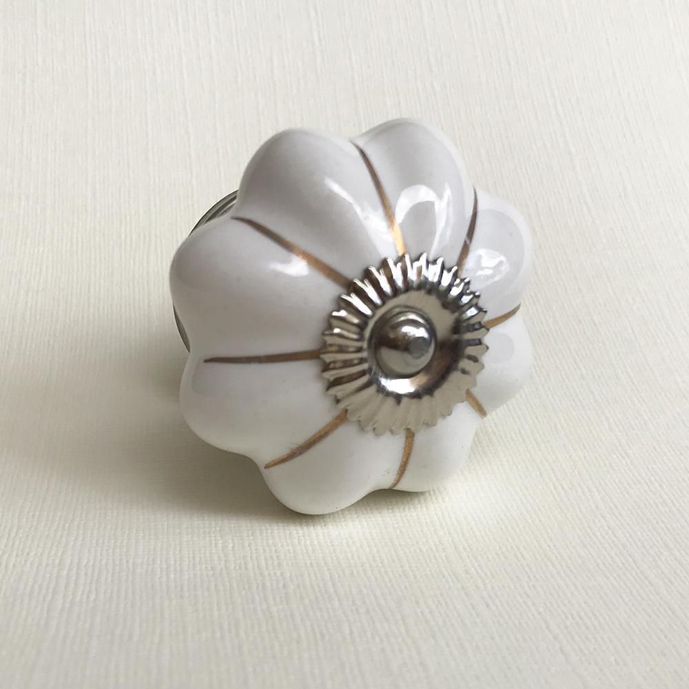 White Marigold Knob  Drawer Pulls and Cabinet Knobs