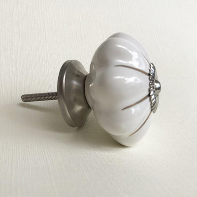 White Marigold Knob  Drawer Pulls and Cabinet Knobs