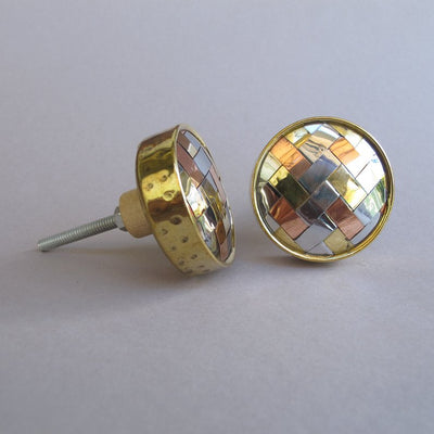 Gold + Silver Metal Woven Knob  Drawer Pulls and Cabinet Knobs