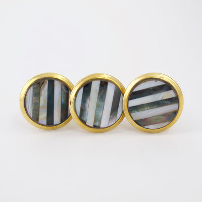 Black and White Striped Mother of Pearl Knob  Drawer Pulls and Cabinet Knobs