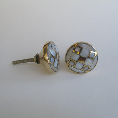 Mother of Pearl Checkerboard Knob  Drawer Pulls and Cabinet Knobs