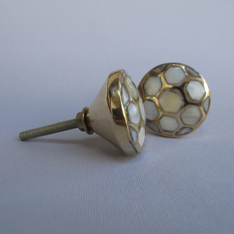 Turtle Shell Mother of Pearl Drawer Pulls & Cabinet Knobs - Hooks & Knobs