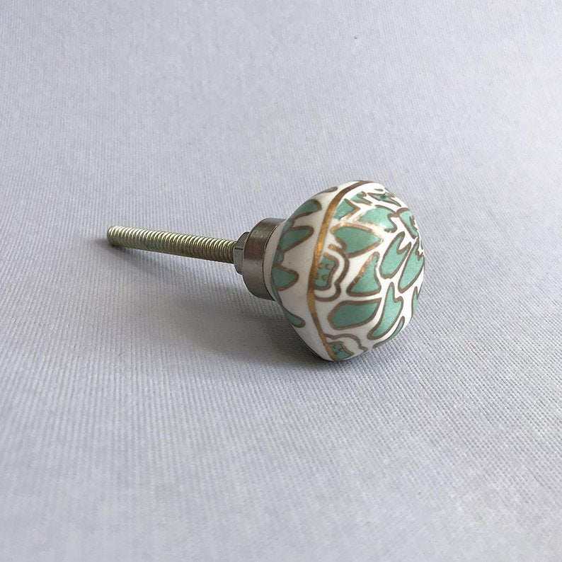 Petite Ginko Knob sea-green Drawer Pulls and Cabinet Knobs
