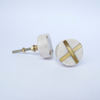 White Stone + Gold Round Knob  Drawer Pulls and Cabinet Knobs
