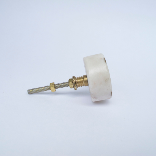 White Stone + Gold Round Knob  Drawer Pulls and Cabinet Knobs