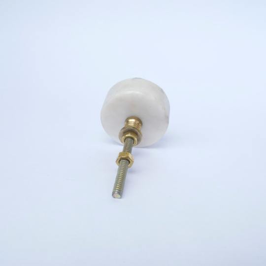 White Stone + Gold Round Knob  Drawer Pulls and Cabinet Knobs