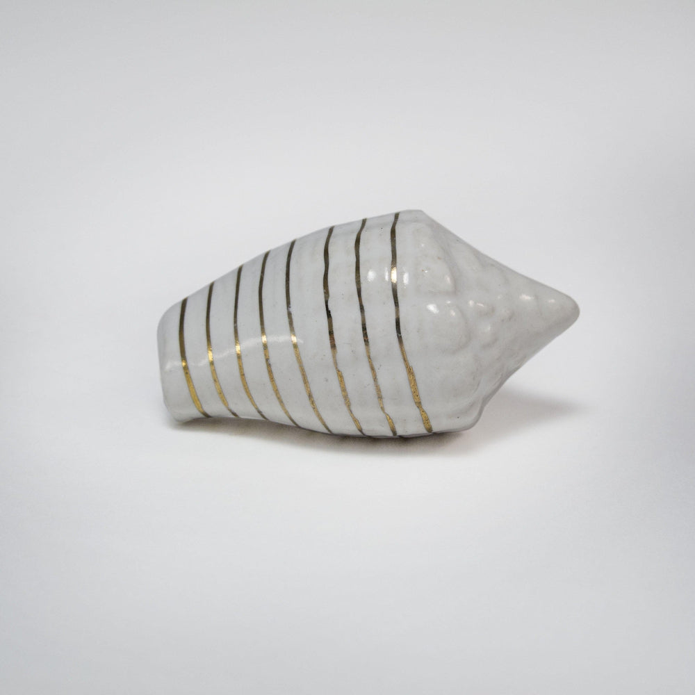 White and Gold Conch Knob  Drawer Pulls and Cabinet Knobs