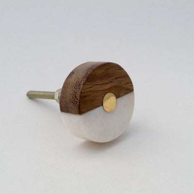 Wood + Gold Geo Knob  Drawer Pulls and Cabinet Knobs