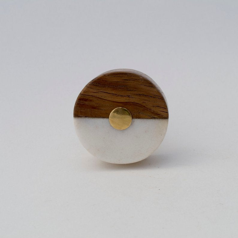 Wood + Gold Geo Knob  Drawer Pulls and Cabinet Knobs